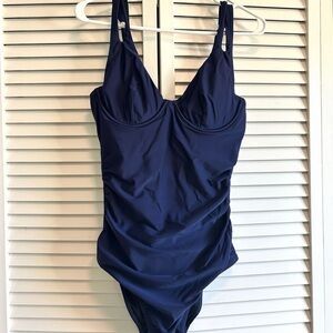 Brand New Cupshe Deep Blue Women's One Piece Swim And Sculpt Swimsuit